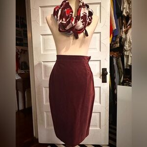 VINTAGE Genny by Gianni Versace Velvet Pencil Skirt in Deep Maroon